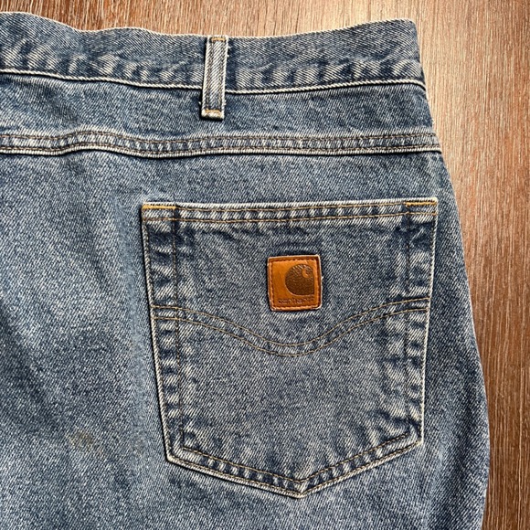 Carhartt Mens Jeans B180 BST‎ Straight Fit Blue Denim Work Pants Size 42x30 - Picture 3 of 9